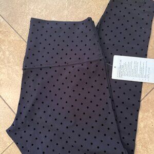 NWT Lululemon 25" Size 12 High-Rise Align Polka Flocked Black Leggings Pants